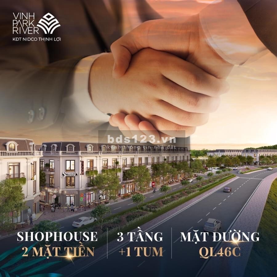 Bán nhanh Shophouse A23-6A 136m2, 3 tầng, 2 mặt tiền Vinh Park River, chiết khấu 4% cho KH đặt sớm