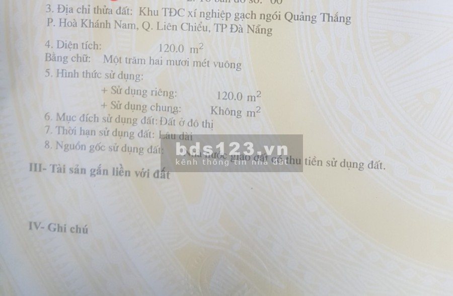 Bán đất mặt tiền đường Chơm Tâm 3- Hòa Khánh Nam Liên Chiểu pháp lý sổ đỏ đầy đủ