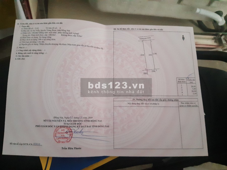 Bán nhanh miếng đất An Viễn Trang Bom giá rẻ 100% thổ cư khu dân cư đông đúc...