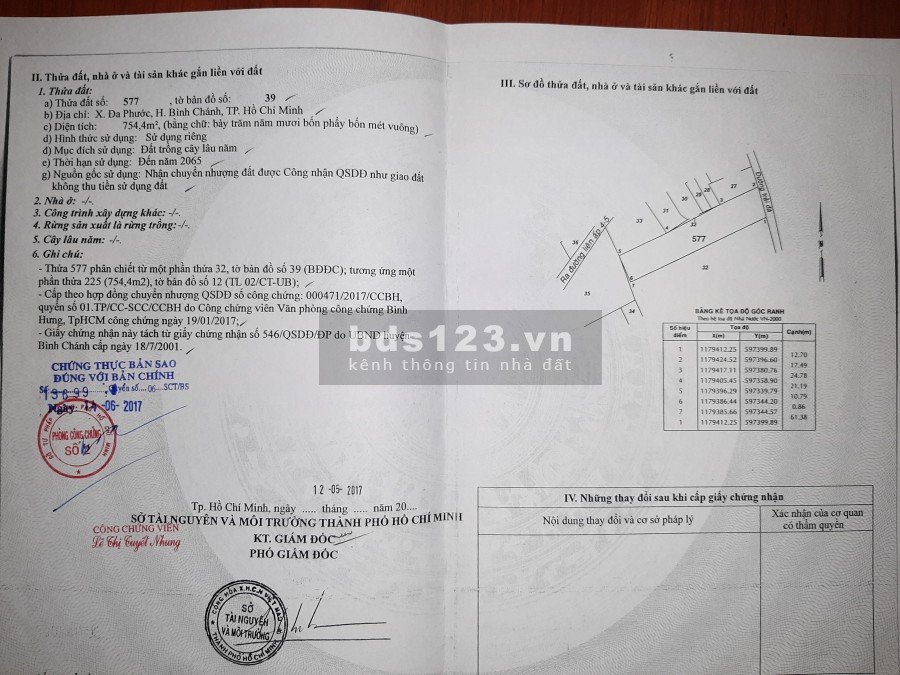 Bán lô đất diện tích 755m2 Đất Mặt tiền đường nhựa 4B – Đa Phước, giá bán 8.7 triệu/m2