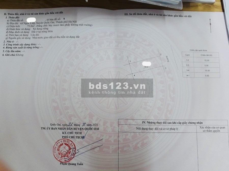 Lô 75m2 tại Đồng Bụt Ngọc Liệp Quốc Oai ngay sát Viện Nhi + Phụ Sản cs2 LH 0961.139.333