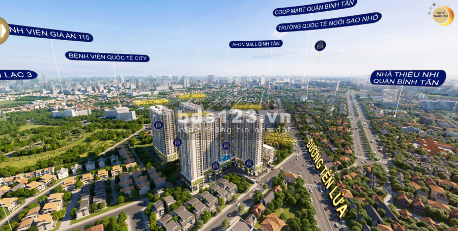 Chỉ 1,4 tỷ căn 1 phòng ngủ. Căn hộ Moonlight Hưng Thịnh liền kề Aeon mall Bình Tân