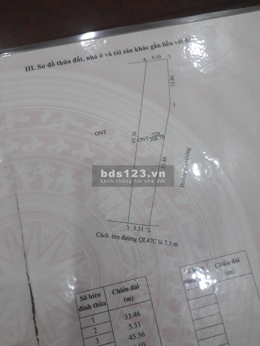 Cần bán gấp đất diện tích 308.7m2 giá bán 1.3 tỷ, pháp lý chính chủ, sổ đỏ sang tên ngay