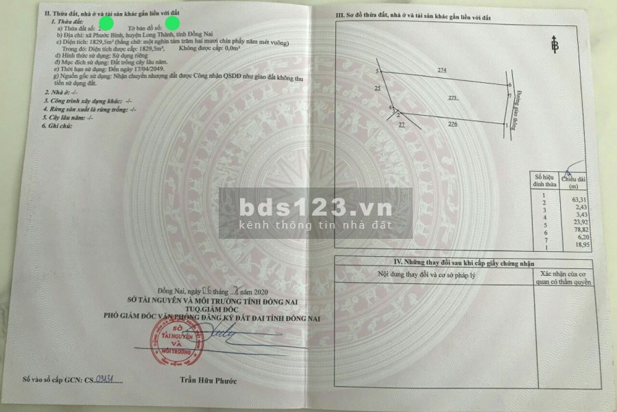Bán đất đất dân ONT giá rẻ xã Phước Bình, chỉ từ 1,8 triệu/m2, sổ hồng riêng pháp lí an toàn