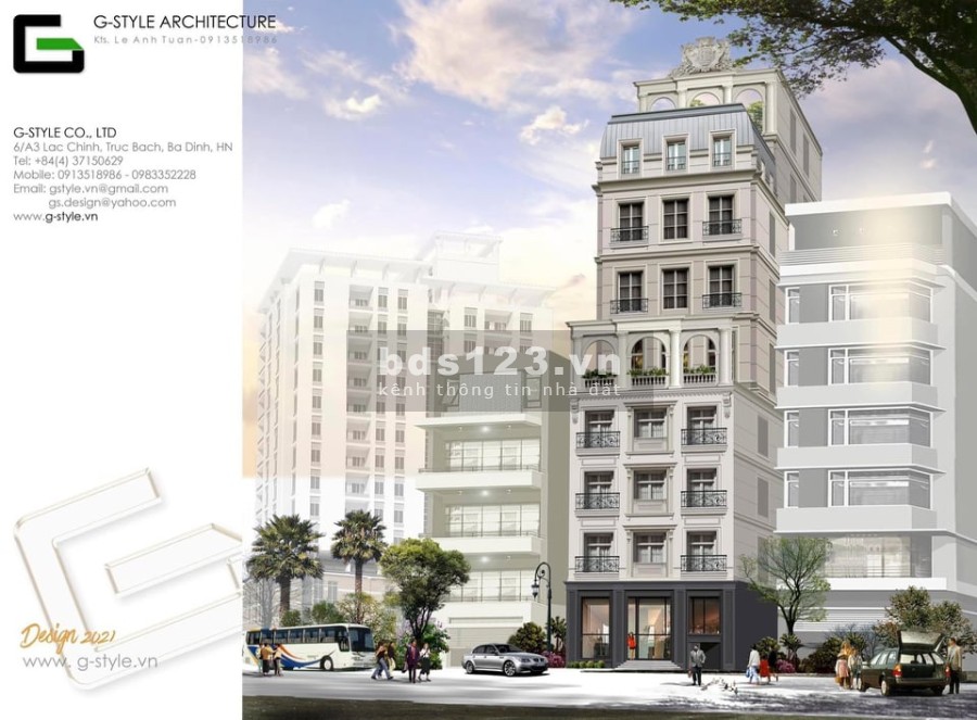 Mặt phố Nguyễn Khang, Cầu Giấy, 110m2, giá: 61 tỷ, 9 tầng, mt: 7.7m, nhà mới, lô góc, vỉa hè 2 bên.