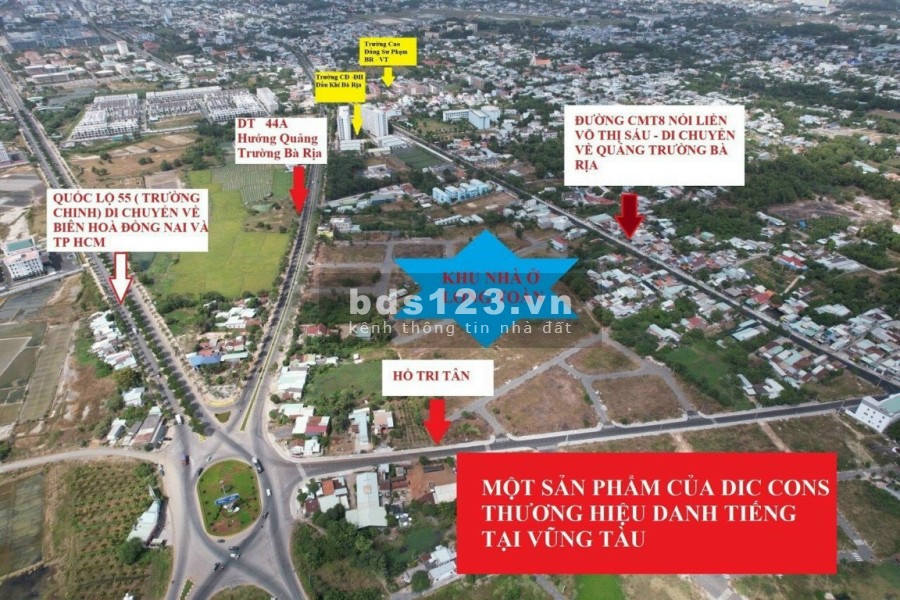 Bán đất trung tâm TP Bà Rịa, đất 2 mặt tiền đường, diện tích 100m2, giá chỉ 2tỷ3