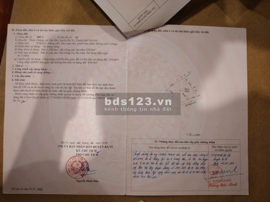 Đất đẹp nghỉ dưỡng tại thôn Chóng, Yên Bài, Ba Vì có đất thổ cư, giá tốt đầu tư, pháp lý chính chủ