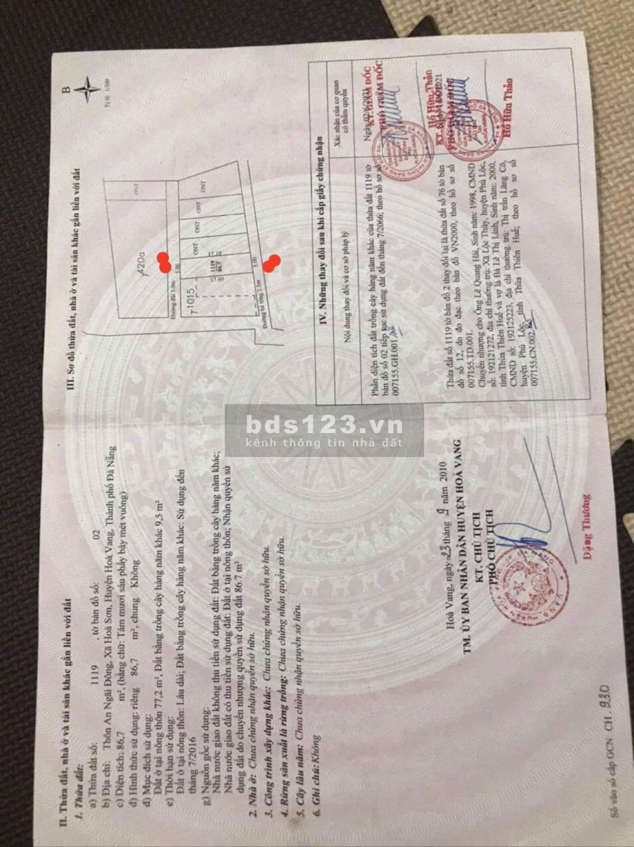 Bán nhanh lô đất 2 mặt kiệt trước sau Kiệt oto Âu Cơ Hoà Sơn, Hoà Vang, Đà Nẵng