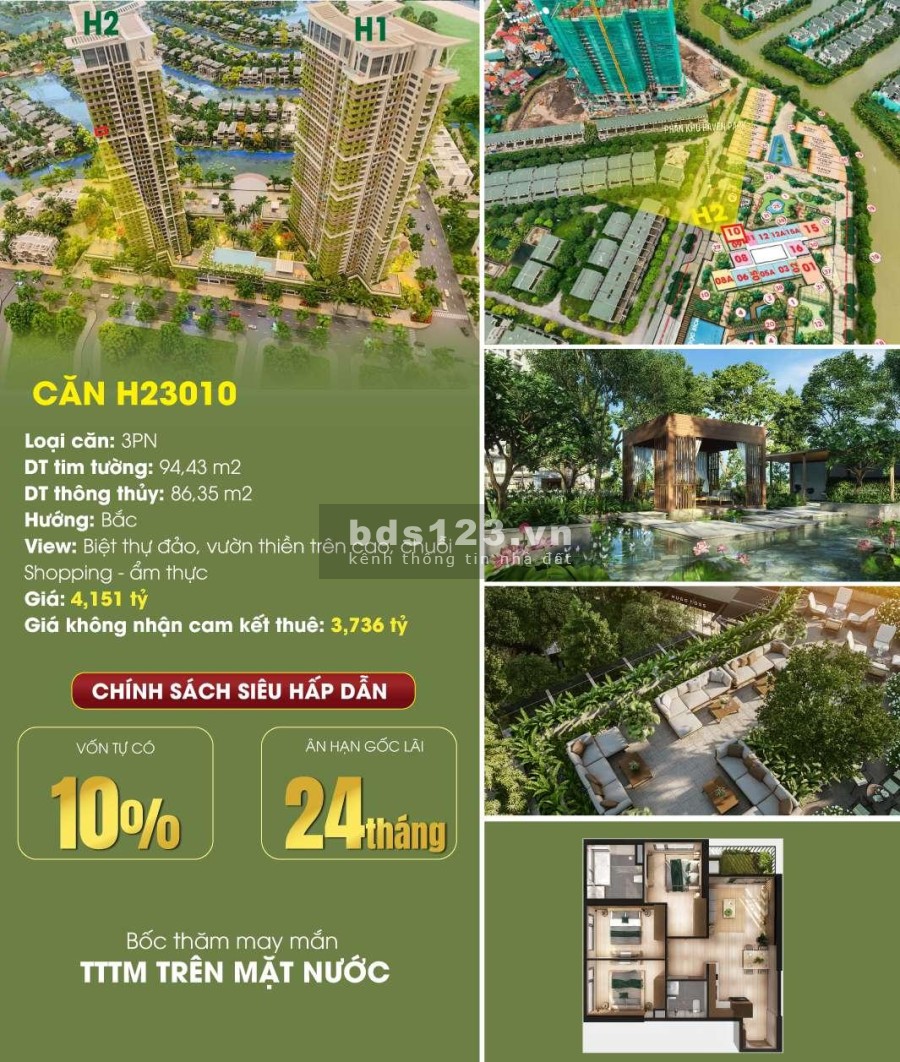 Căn hộ 3PN duy nhất còn lại - Giá cực tốt bàn giao công chứng sang tên ngay, tiện ích đủ