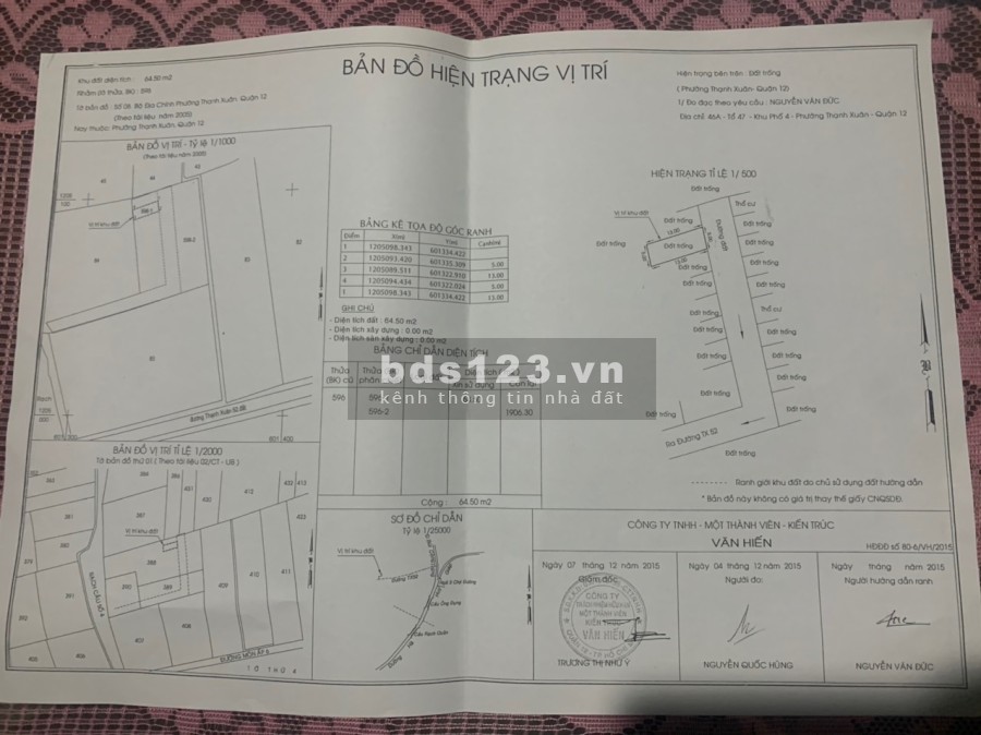 Cần bán lô đất diện tích 65m2 đất thổ cư đường Thạnh Xuân 52, Quận 12 giá tốt đầu tư