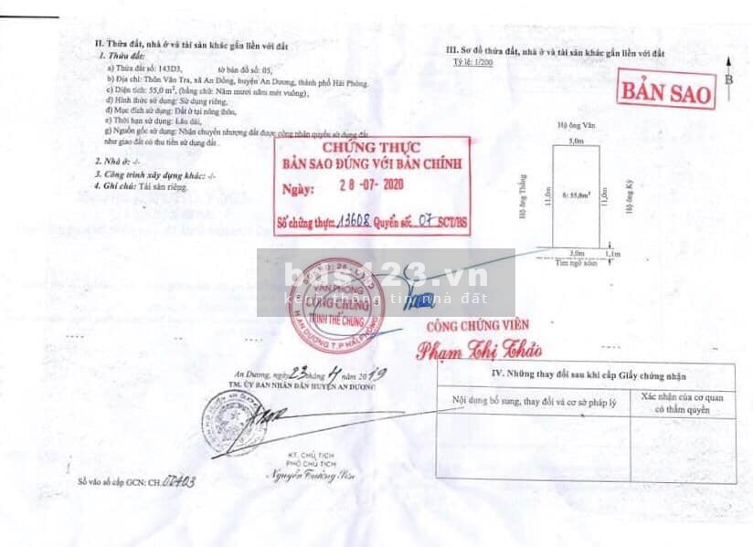 Bán lô đất diện tích sử dụng 55m2 tại Vân tra, An Đồng, An Dương giá 990 triệu