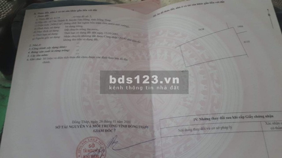 Bán nền đường Gò Tre, Ấp 2, Xã Tân Thành B, Huyện Tân Hồng, Tỉnh Đồng Tháp lhcc