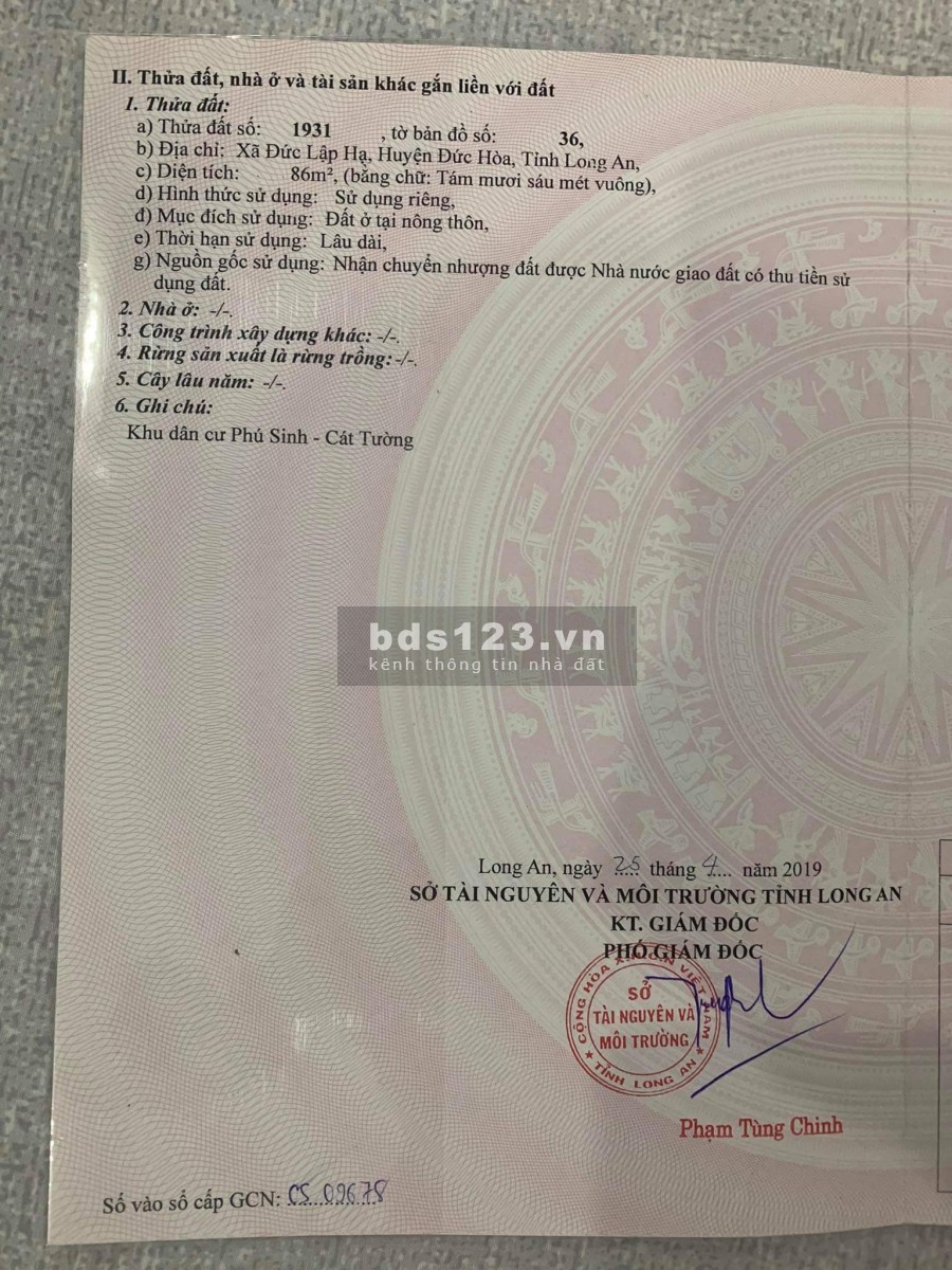 Bán đất nền khu dân cư Cát Tường Phú Sinh giấy tờ đầy đủ, liên hệ 0788376092