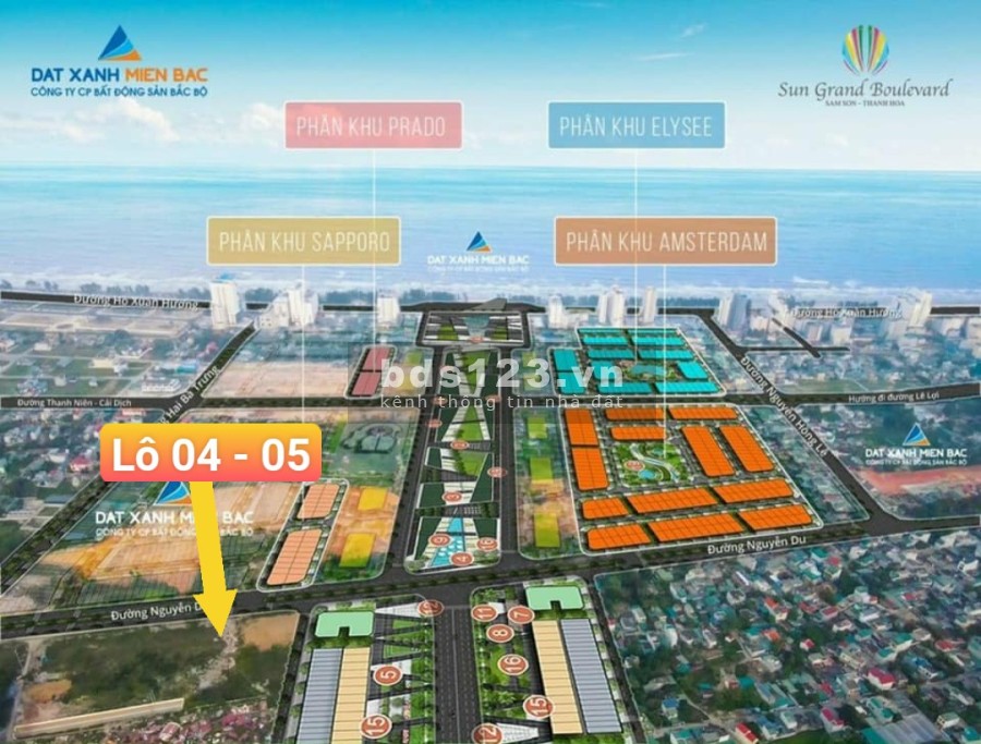 Đất nền tái định cư Sầm Sơn gần Sungroup mặt đường 37.5m giá tốt đầu tư sinh lời