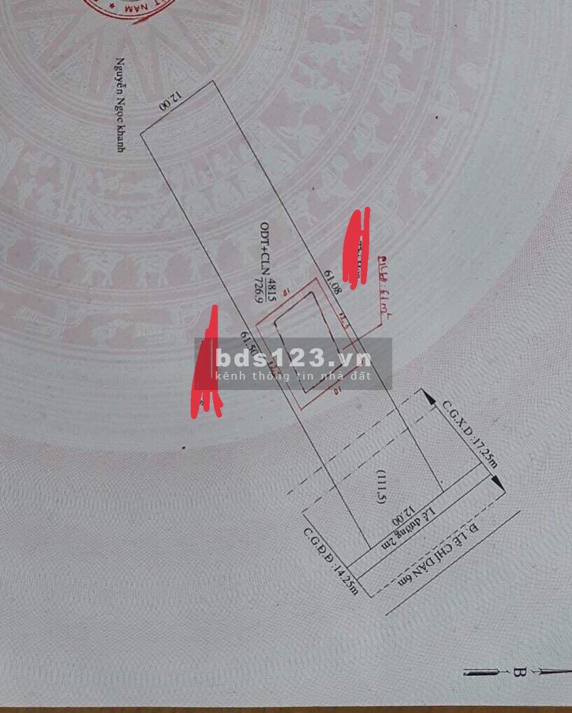 Bán lô đất dt 768m2 (12×61) mt Ngô Chí Dân, p. Tân An, Tp Thủ Dầu Một, BD, dân đông kín