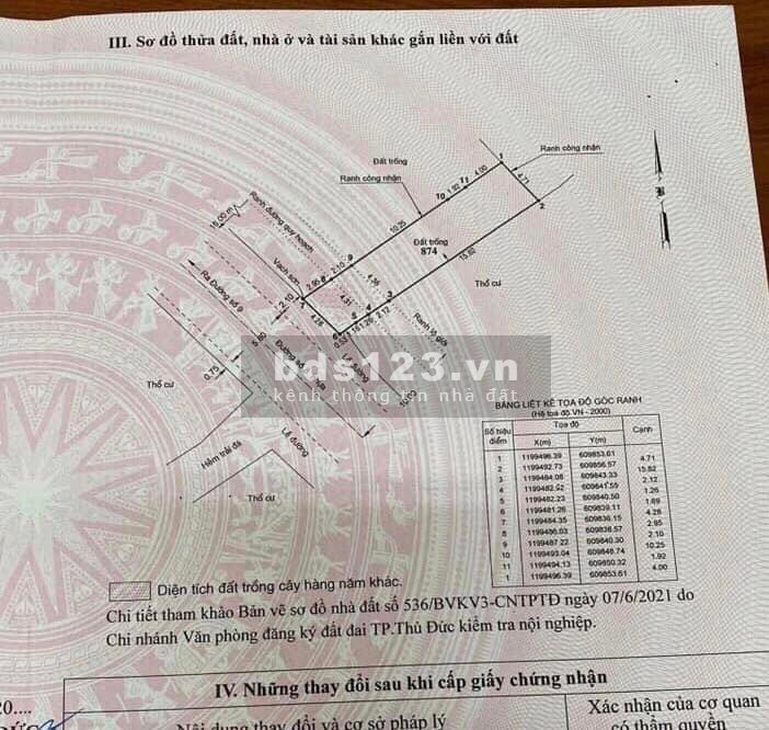 Lô đất mặt tiền đường số 8, P. Trường Thọ kế bên Uỷ ban phường Trường Thọ.