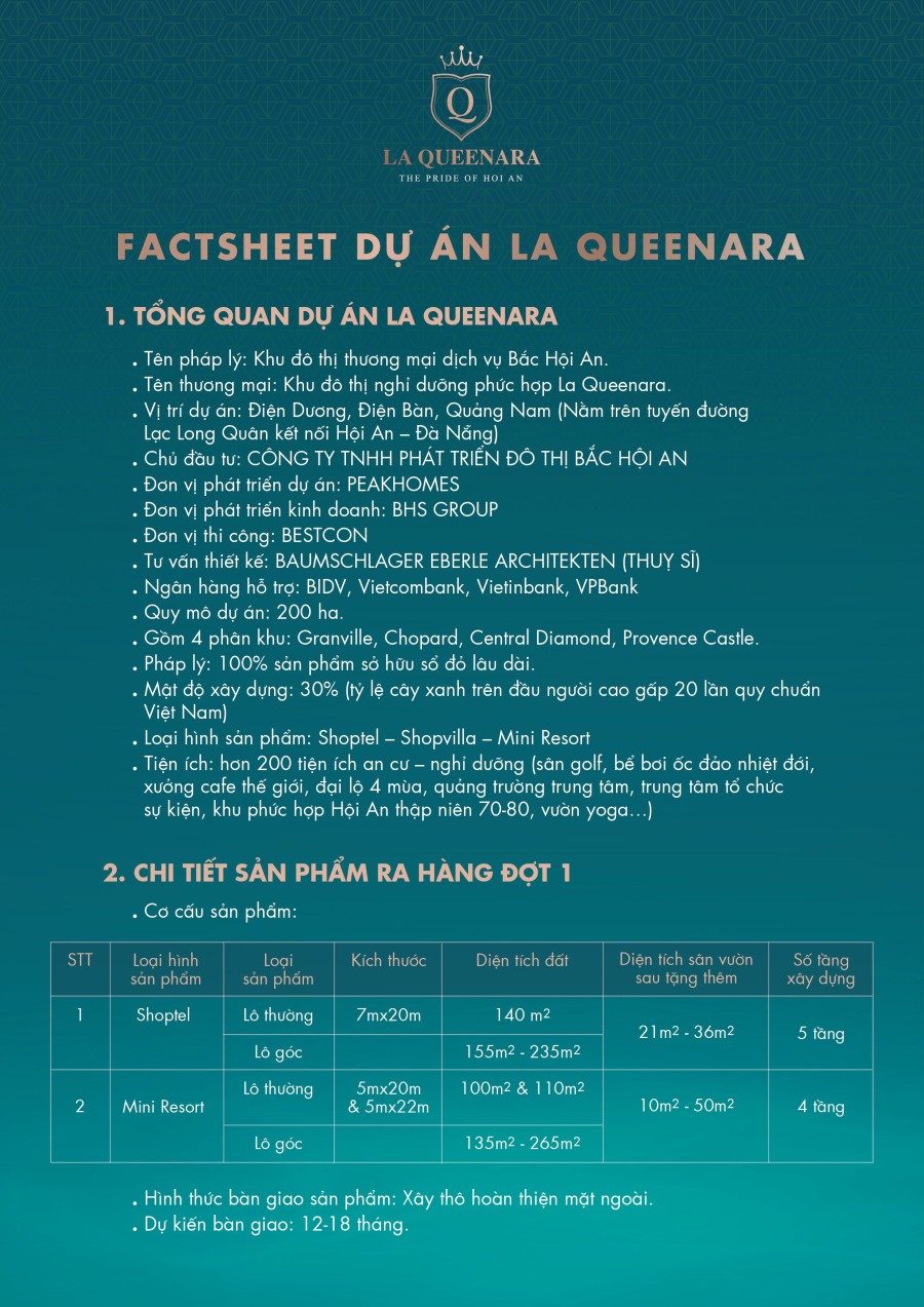 Bán dự án La Queenara Hội An chỉ thanh toán từ 900 triệu đồng thanh toán linh hoạt