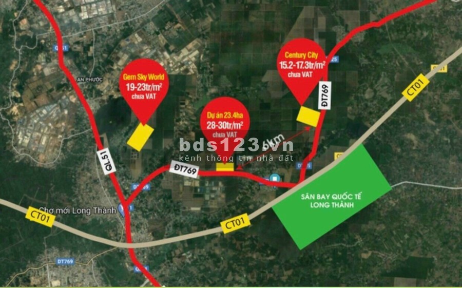 Bán đất nền dự án mặt tiền DT769 - Century City Đồng Nai cách sân bay 2km