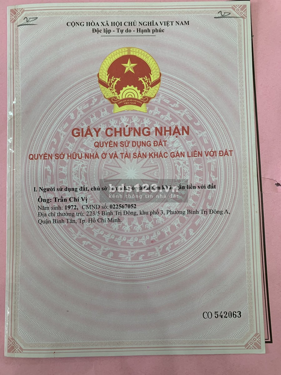 Bán đất hẻm oto, phường Bình Trị Đông A, Quận Bình Tân khu vực yên tĩnh, sổ hồng riêng