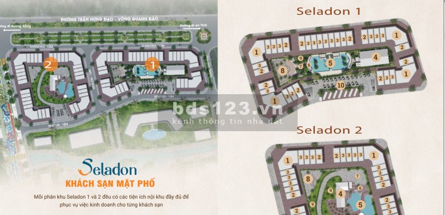 Bán khách sạn nghỉ dưỡng mặt tiền đường Trần Hưng Đạo nằm trong tổ hợp nghỉ dưỡng Sunset Sanato