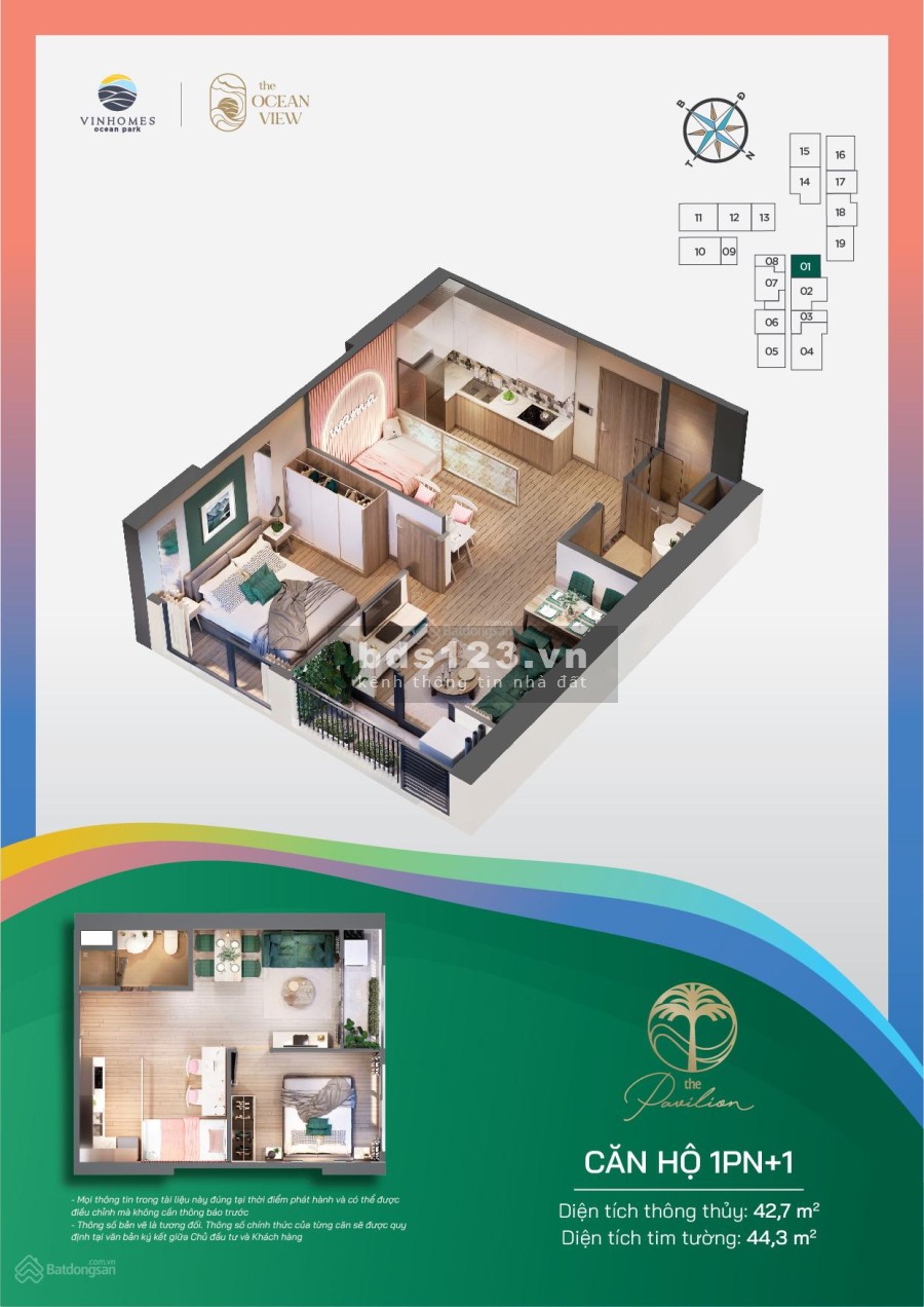 Căn hộ P1 tại tháp the Pavilon tại chung cư Vnhomes Ocean Park giá tốt, tiện ích đủ