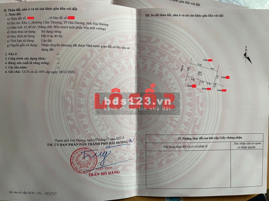 Bán gấp 2 lô đất liền kề ở Điện Biên Phủ - Tp Hải Dương liên hệ xem đất 0393250869