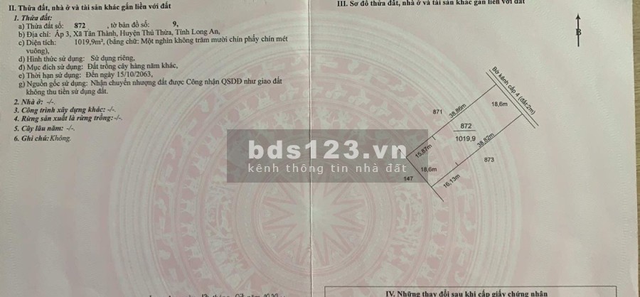 Đất tân thành thủ thừa Long An khu an ninh, yên tĩnh, giá chỉ 649 triệu/thương lượng
