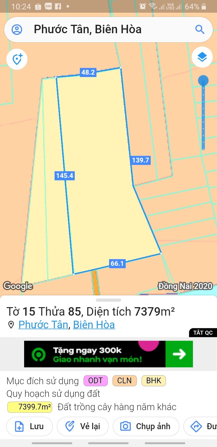 Chính chủ cần tiền bán đất gấp đất ấp Tân Lập, Phước ân, Biên Hòa Đồng Nai giá tốt đầu tư