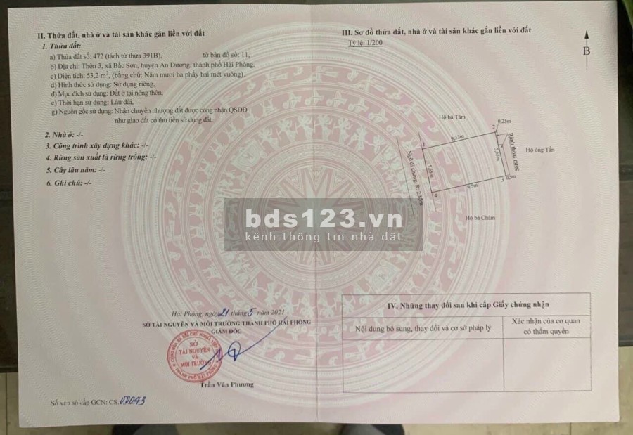 Cần bán lô đất đẹp thôn 3, Bắc Sơn, An Dương Hải Phòng, tiện đầu tư, khu dân cư đông đúc