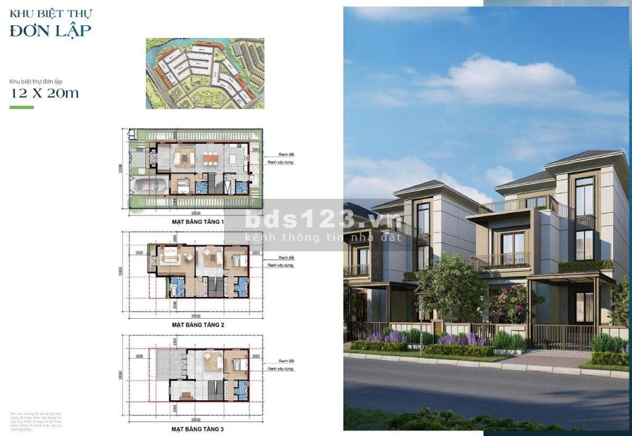 Biệt thự đơn lập Aqua City dt 265m2, căn lớn, gần khu shophouse, đường lớn, công viên, giá 16.4 tỷ