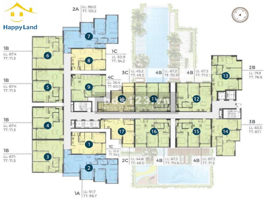 Căn hộ 2 pn Precia 60-71m2 giá gốc chủ đầu tư, tặng máy lạnh, miễn 2 năm phí quản lý, lh 0912598058