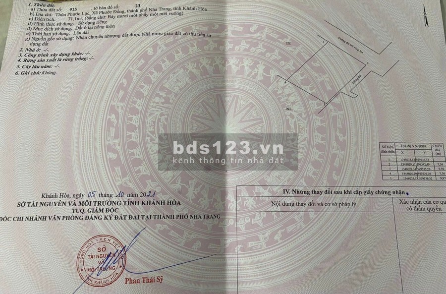 Bán đất trung tâm xã Phước Đồng Nha Trang giá bán 1,2 tỷ, sổ hồng đất ở nông thôn