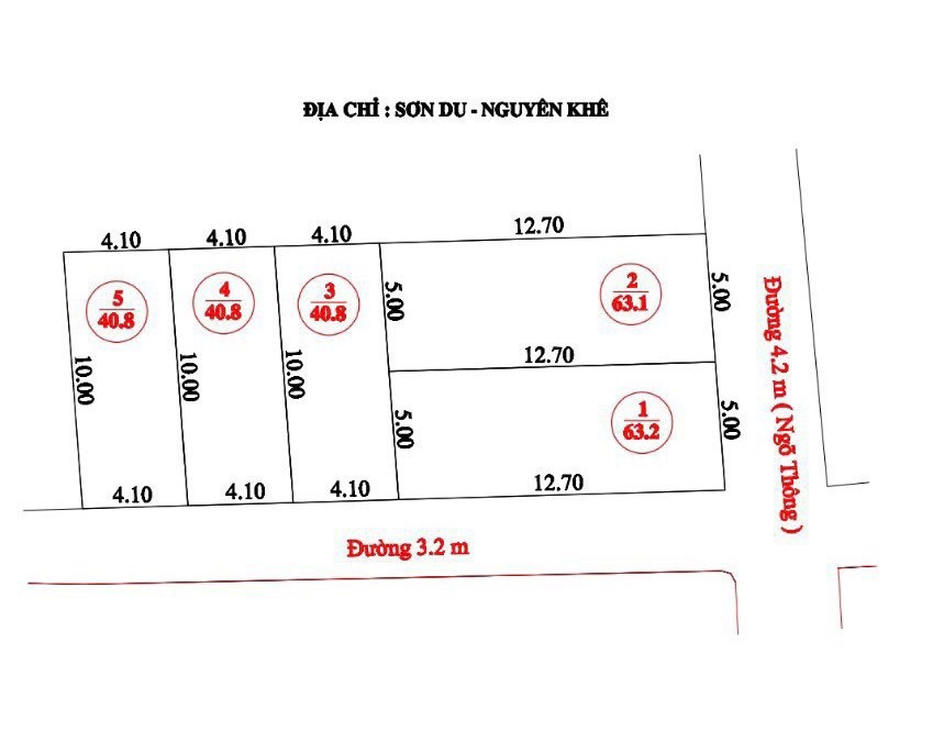 Chính chủ gửi bán 63.2m2 lô góc ngõ thông ô tô qua tại Sơn Du, Nguyên Khê