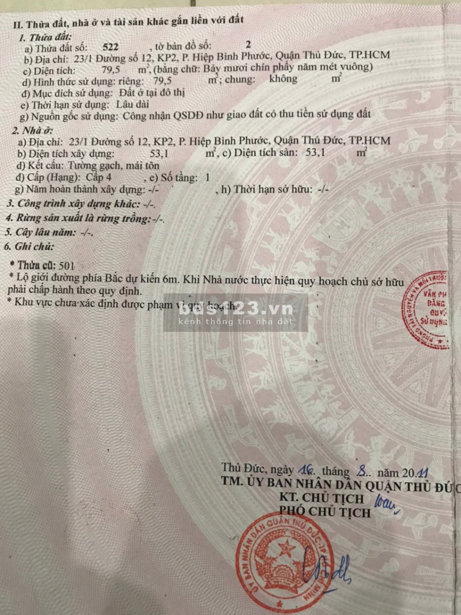 Bán căn mặt tiền ngang 5.5 - dài 14.5, diện tích 79.5m2, đường 6m liên hệ 0909675837