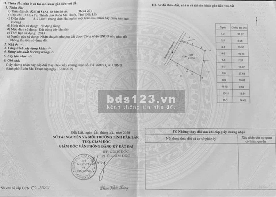 Bán đất rẫy sát tron trung tâm thành phố Buôn Ma Thuột, giá bán 3 tỷ, diện tích 2127m2