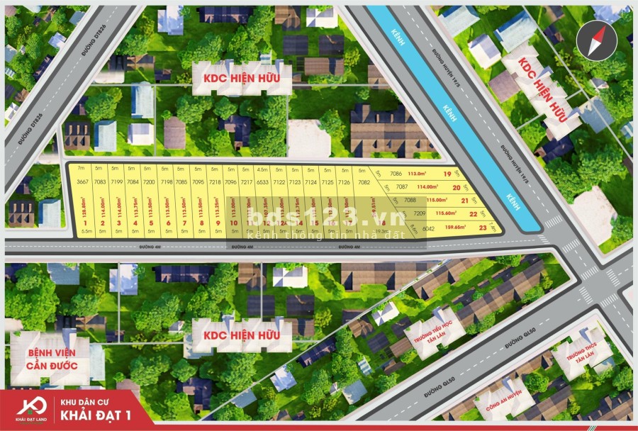 Bán đất nền có sổ hồng khu dân cư Khải Đạt, Cần Đước Long An, ngân hàng hỗ trợ vay
