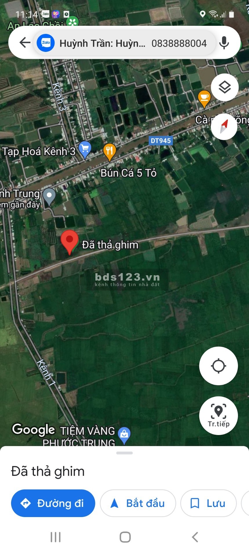 Chính chủ kẹt cần Bán Đất mặt tiền ĐT945 Châu Phú An Giang giá rẻ chỉ 1,2 triệu/m2