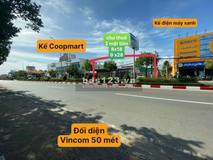 Cho thuê mặt bằng 2 mặt tiền diện tích hơn 400 mét vuông. mặt tiền ngang dài hơn 17 mét