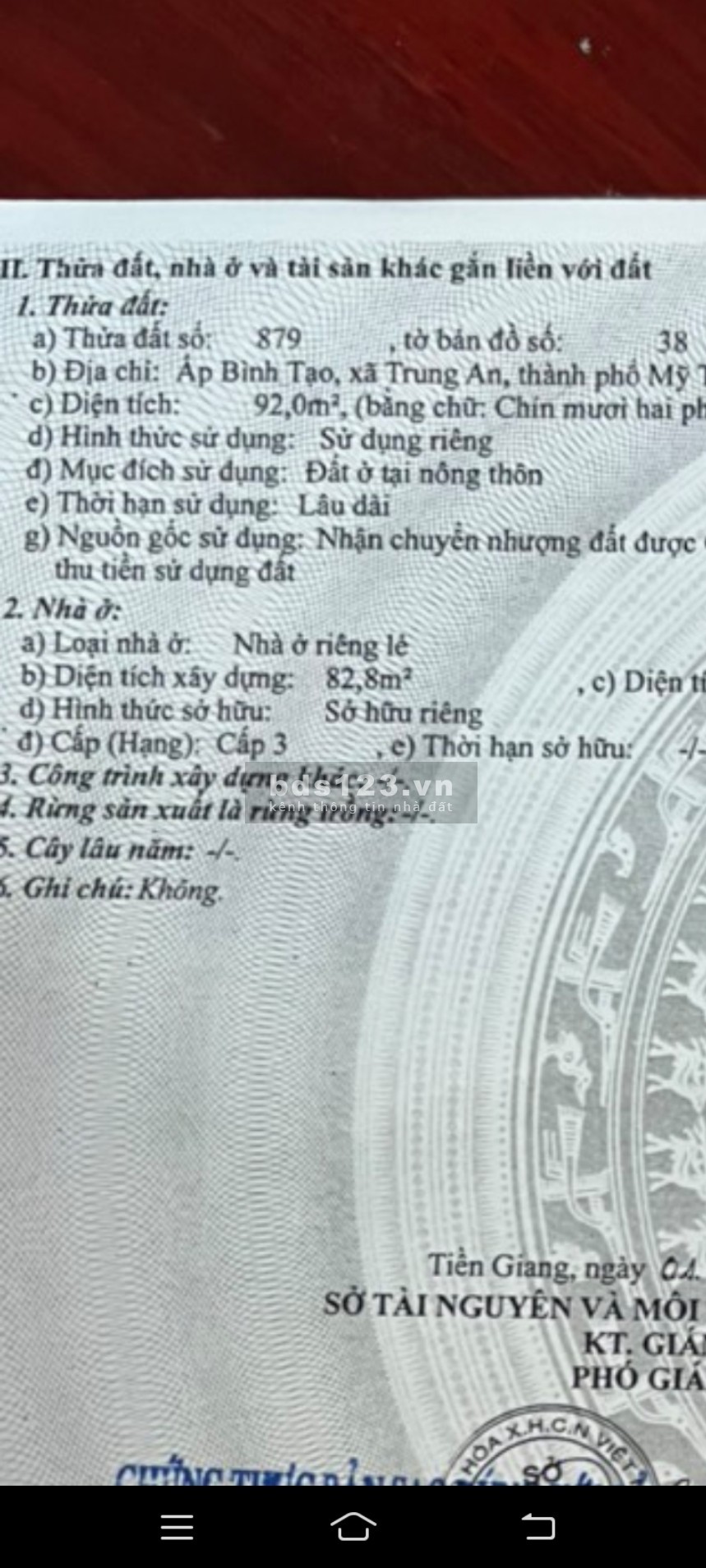 Phạm Hùng, Mỹ Tho, Tiền Giang, Bán nhà nguyên căn 2 tầng đúc, mặt tiền sổ đỏ bàn giao ngay