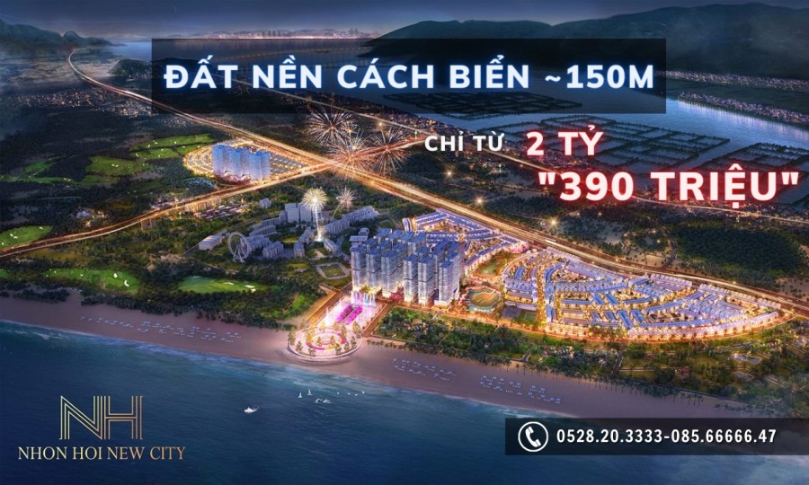 Đất nền Nhơn Hội New City- Cận biển 150m giá đầu tư 29 triệu/m2 thanh toán linh hoạt