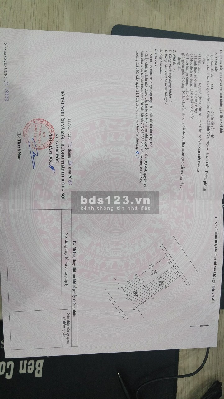 Tái định cư Bình Yên, Hòa Lạc giá chỉ nhỉnh 1 tỷ/lô, Full thổ cư, sổ chính chủ, lh 0982223337