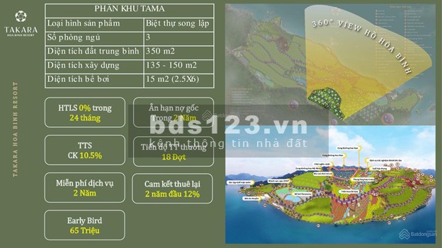 Cần bán căn siêu phẩm BT mặt hồ dự án Takara Hòa Bình chỉ từ 1,9 tỷ