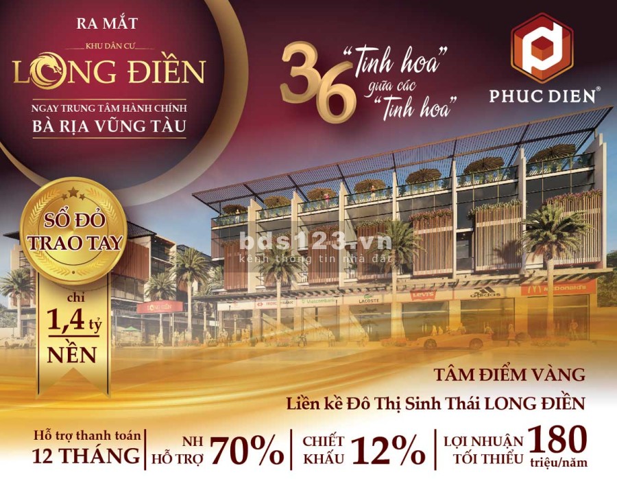 Đất nền dự án khu dân cư Long Điền, sổ hồng riêng chính chủ, hạ tầng hoàn tiện, giao thông đồng bộ