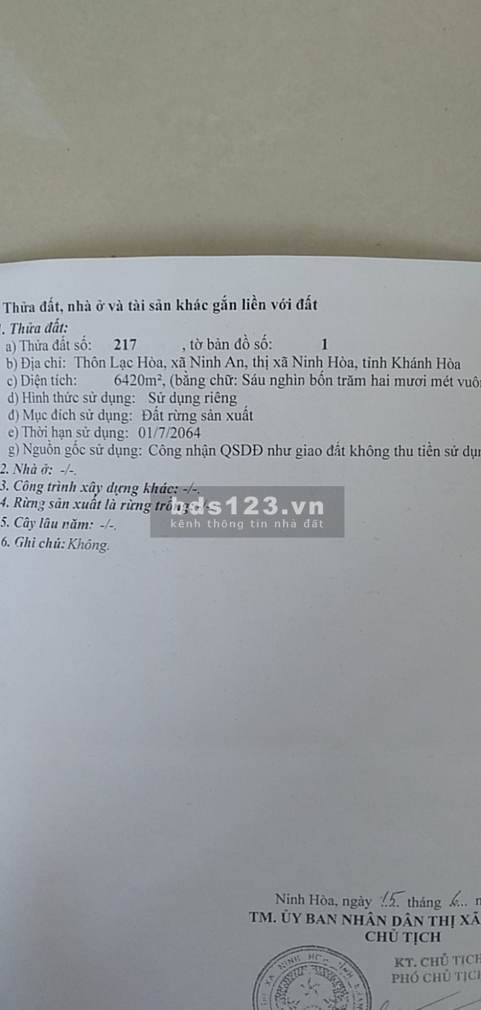  Bán nhanh đất ở nông thôn 12.000m2 đất trồng cây lâu năm Thị Xã Ninh Hoà.
