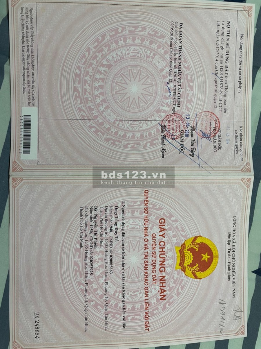 Đất vị trí đẹp, vuông vức ngay trung tâm Quận 12 cần bán giá 8.2 tỷ, liên hệ 0909059995