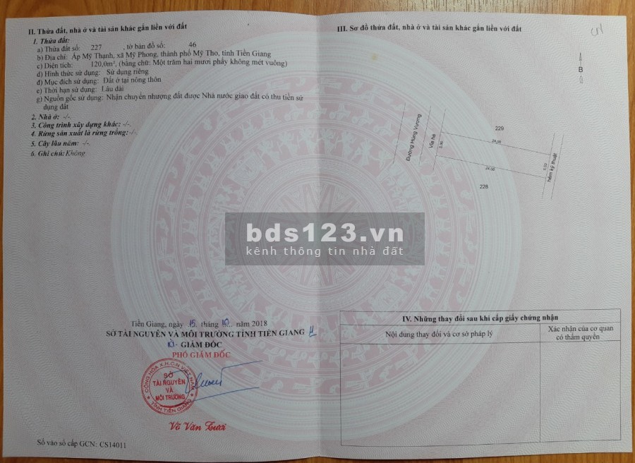 Đất sổ hồng mặt tiển đường Hùng Vương thành phố Mỹ…