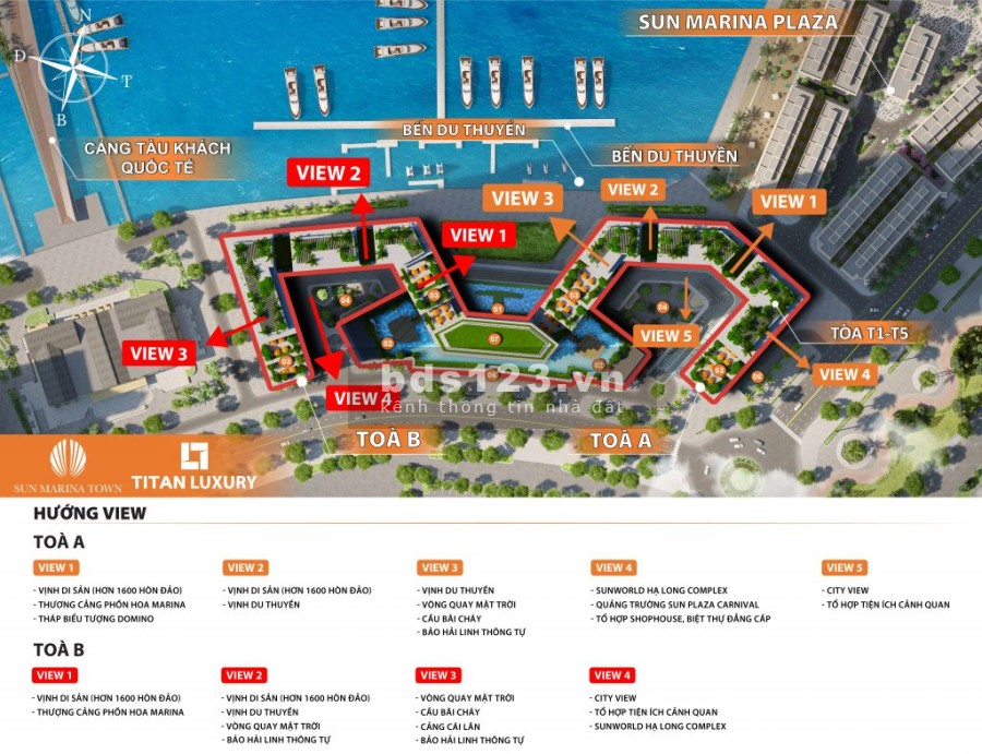 Căn hộ cao tầng mặt biển, cách biển chỉ 5m, đối diện càng tàu khách quốc tế, Sun Grand Marian Town