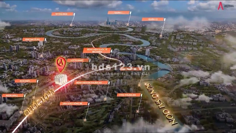 Căn hộ 2 Phòng ngủ diện tích sử dụng 60m2 dự án Astral City - TTTP Thuận An