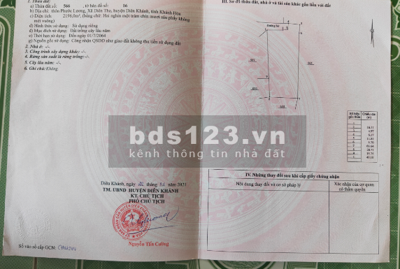 [Bán gấp ] Bán đất tại Diên Thọ Diên Khánh Khánh Hòa liên hệ 094.555.4542 giá tốt đầu tư