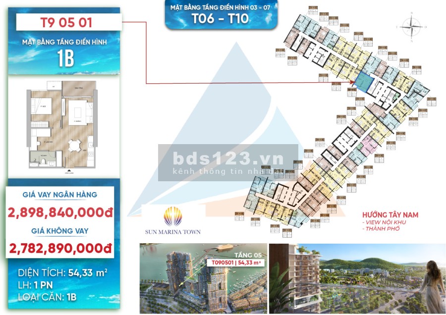 Chính chủ căn hộ 1 ngủ cao cấp tại Sun Marina Town, hỗ trợ lãi suất tối đa 70% giá bán căn hộ
